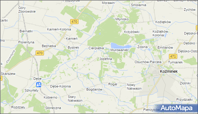 mapa Józefina gmina Koźminek, Józefina gmina Koźminek na mapie Targeo