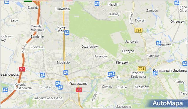 mapa Julianów gmina Piaseczno, Julianów gmina Piaseczno na mapie Targeo