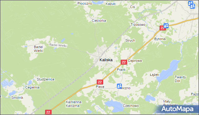 mapa Kaliska powiat starogardzki, Kaliska powiat starogardzki na mapie Targeo