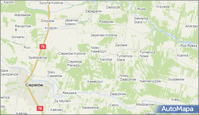 mapa Karolów gmina Chotcza, Karolów gmina Chotcza na mapie Targeo