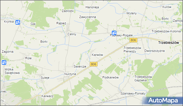 mapa Karwów gmina Trzebieszów, Karwów gmina Trzebieszów na mapie Targeo