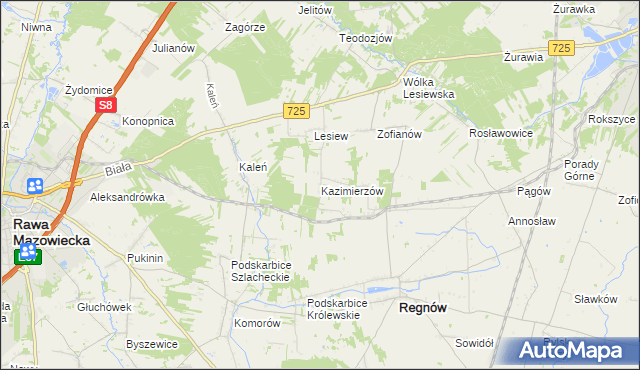 mapa Kazimierzów gmina Regnów, Kazimierzów gmina Regnów na mapie Targeo