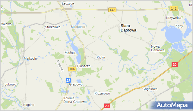 mapa Kicko gmina Stara Dąbrowa, Kicko gmina Stara Dąbrowa na mapie Targeo