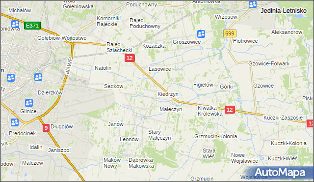 mapa Kiedrzyn gmina Gózd, Kiedrzyn gmina Gózd na mapie Targeo