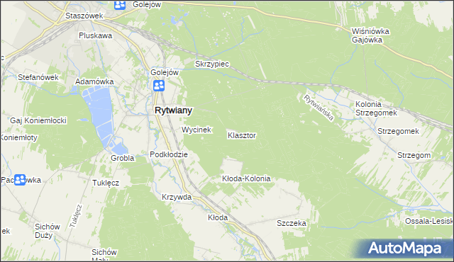 mapa Klasztor gmina Rytwiany, Klasztor gmina Rytwiany na mapie Targeo