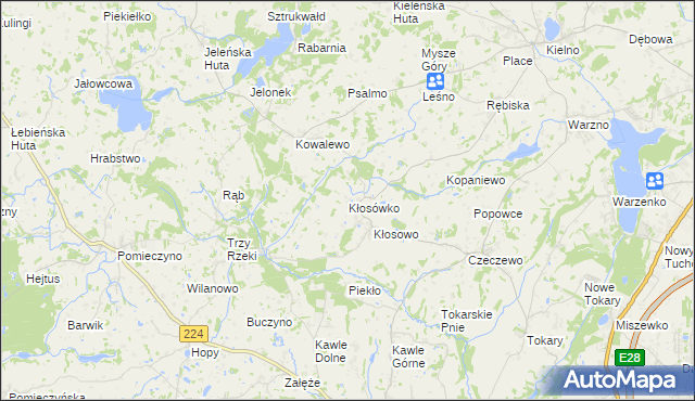 mapa Kłosówko gmina Przodkowo, Kłosówko gmina Przodkowo na mapie Targeo