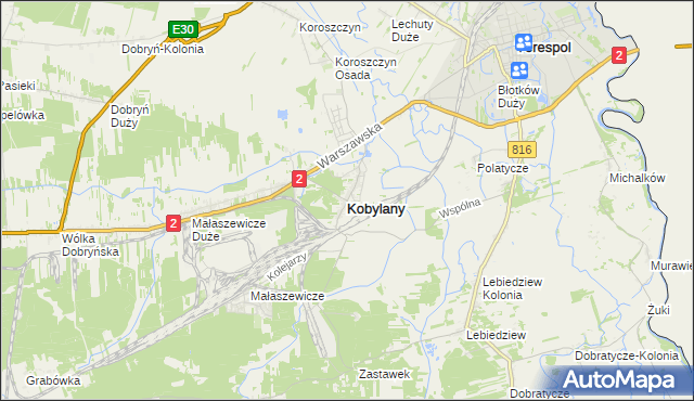 mapa Kobylany gmina Terespol, Kobylany gmina Terespol na mapie Targeo