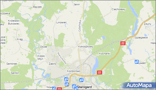 mapa Kokoszkowy, Kokoszkowy na mapie Targeo