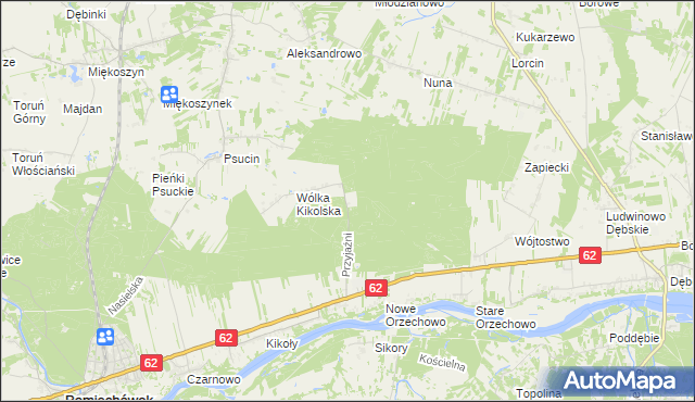 mapa Kolonia gmina Pomiechówek, Kolonia gmina Pomiechówek na mapie Targeo