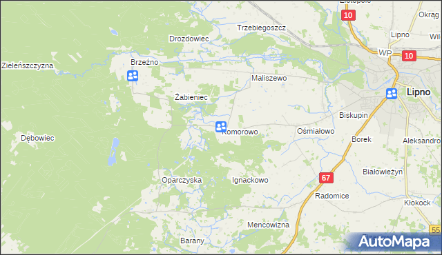 mapa Komorowo gmina Lipno, Komorowo gmina Lipno na mapie Targeo