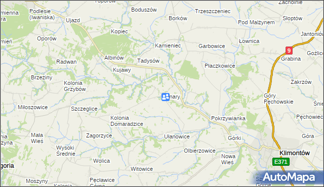 mapa Konary gmina Klimontów, Konary gmina Klimontów na mapie Targeo