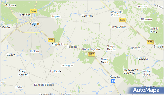 mapa Konstantynów gmina Gąbin, Konstantynów gmina Gąbin na mapie Targeo