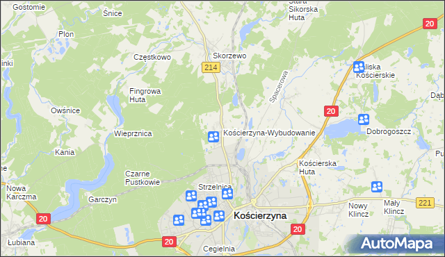 mapa Kościerzyna-Wybudowanie, Kościerzyna-Wybudowanie na mapie Targeo