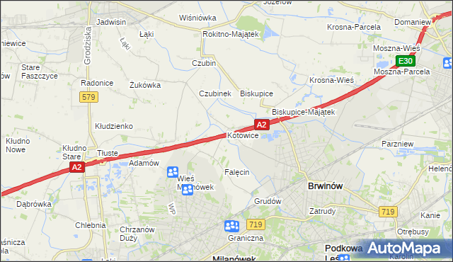mapa Kotowice gmina Brwinów, Kotowice gmina Brwinów na mapie Targeo