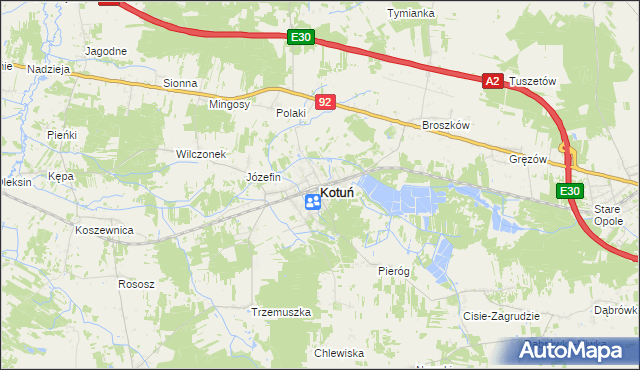 mapa Kotuń powiat siedlecki, Kotuń powiat siedlecki na mapie Targeo