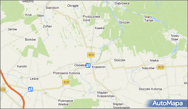 mapa Krasienin-Kolonia, Krasienin-Kolonia na mapie Targeo