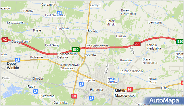 mapa Królewiec gmina Mińsk Mazowiecki, Królewiec gmina Mińsk Mazowiecki na mapie Targeo