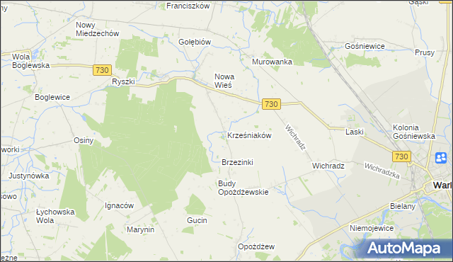 mapa Krześniaków, Krześniaków na mapie Targeo