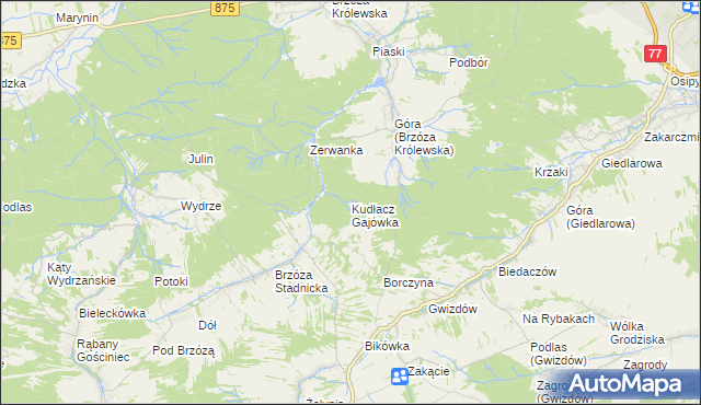 mapa Kudłacz Gajówka, Kudłacz Gajówka na mapie Targeo