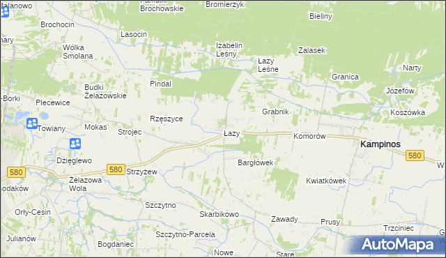 mapa Łazy gmina Kampinos, Łazy gmina Kampinos na mapie Targeo