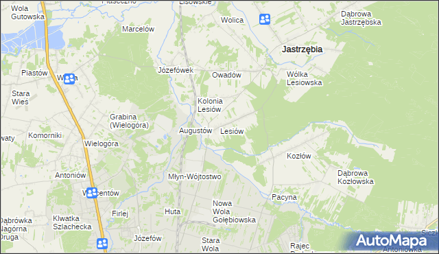 mapa Lesiów, Lesiów na mapie Targeo