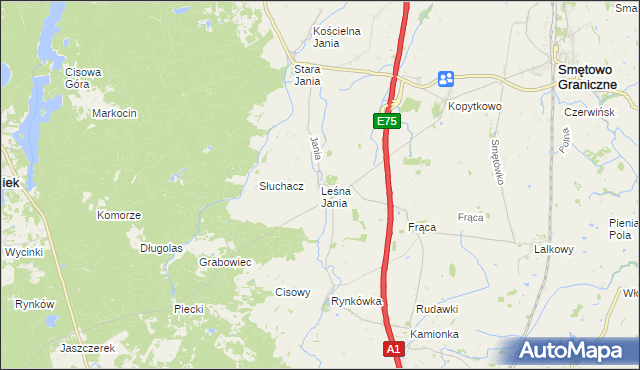 mapa Leśna Jania, Leśna Jania na mapie Targeo