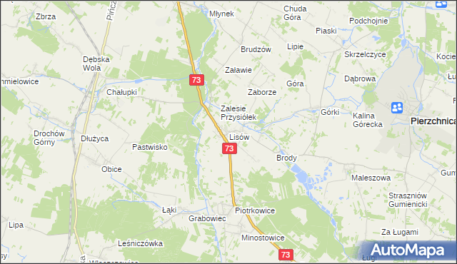 mapa Lisów gmina Morawica, Lisów gmina Morawica na mapie Targeo