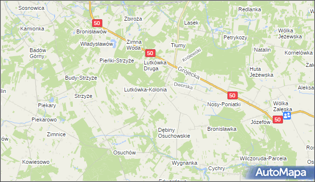 mapa Lutkówka gmina Mszczonów, Lutkówka gmina Mszczonów na mapie Targeo