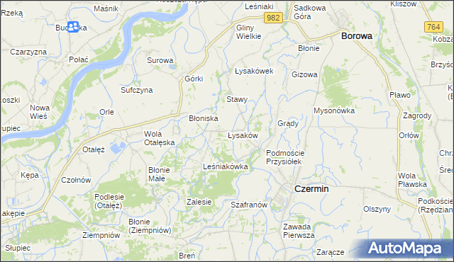 mapa Łysaków gmina Czermin, Łysaków gmina Czermin na mapie Targeo