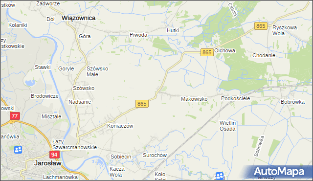 mapa Makowiska gmina Jarosław, Makowiska gmina Jarosław na mapie Targeo