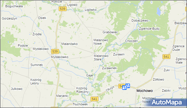 mapa Malanowo Stare, Malanowo Stare na mapie Targeo