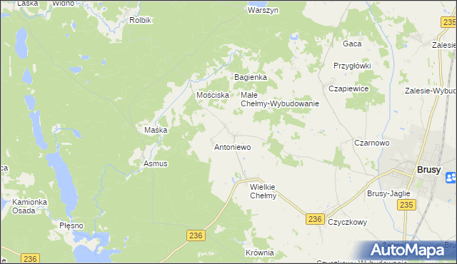 mapa Małe Chełmy, Małe Chełmy na mapie Targeo