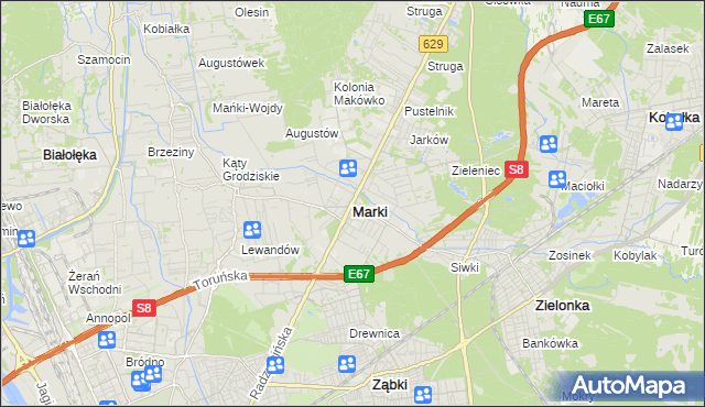 mapa Marki powiat wołomiński, Marki powiat wołomiński na mapie Targeo