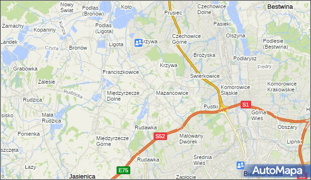 mapa Mazańcowice, Mazańcowice na mapie Targeo