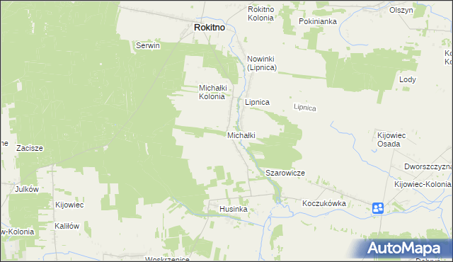 mapa Michałki gmina Rokitno, Michałki gmina Rokitno na mapie Targeo