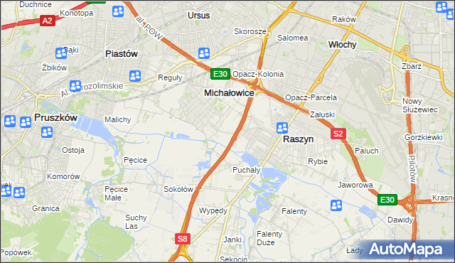 mapa Michałowice-Wieś, Michałowice-Wieś na mapie Targeo