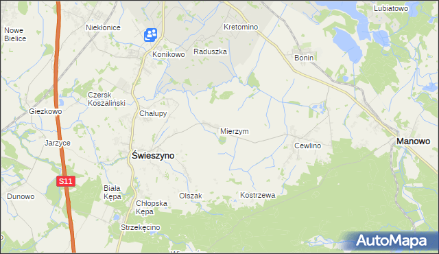 mapa Mierzym, Mierzym na mapie Targeo