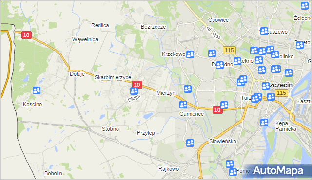 mapa Mierzyn gmina Dobra (Szczecińska), Mierzyn gmina Dobra (Szczecińska) na mapie Targeo