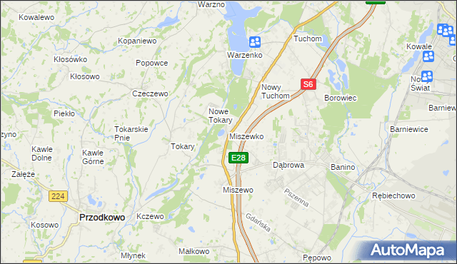 mapa Miszewko gmina Żukowo, Miszewko gmina Żukowo na mapie Targeo