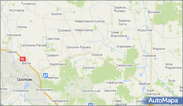 mapa Modlna, Modlna na mapie Targeo
