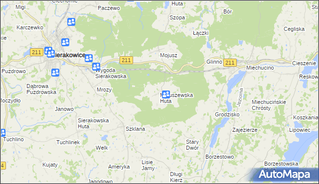 mapa Mojuszewska Huta, Mojuszewska Huta na mapie Targeo