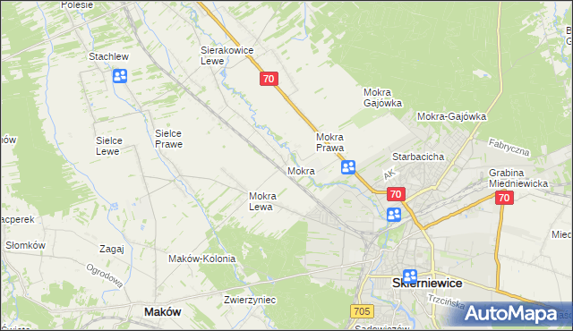 mapa Mokra gmina Skierniewice, Mokra gmina Skierniewice na mapie Targeo