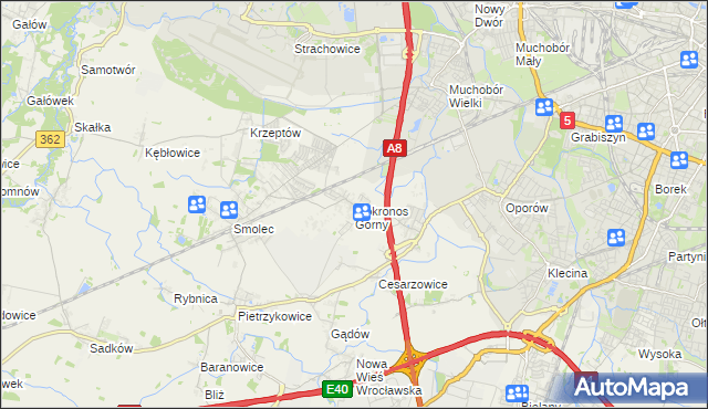 mapa Mokronos Górny, Mokronos Górny na mapie Targeo