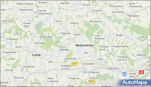 mapa Moszczenica powiat gorlicki, Moszczenica powiat gorlicki na mapie Targeo