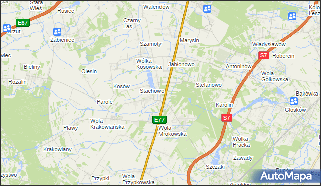 mapa Mroków gmina Lesznowola, Mroków gmina Lesznowola na mapie Targeo