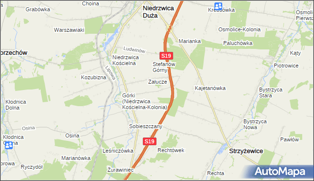 mapa Niedrzwica Kościelna-Kolonia, Niedrzwica Kościelna-Kolonia na mapie Targeo