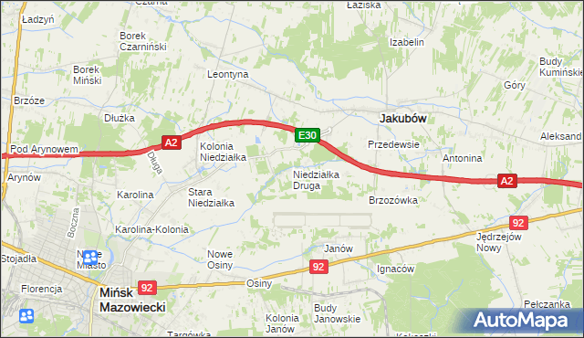 mapa Niedziałka Druga, Niedziałka Druga na mapie Targeo