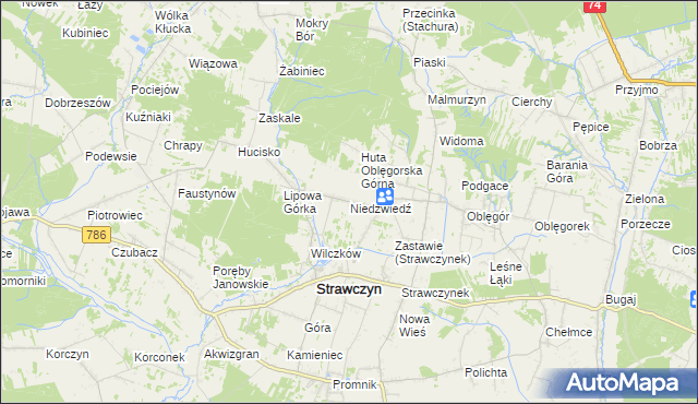 mapa Niedźwiedź gmina Strawczyn, Niedźwiedź gmina Strawczyn na mapie Targeo