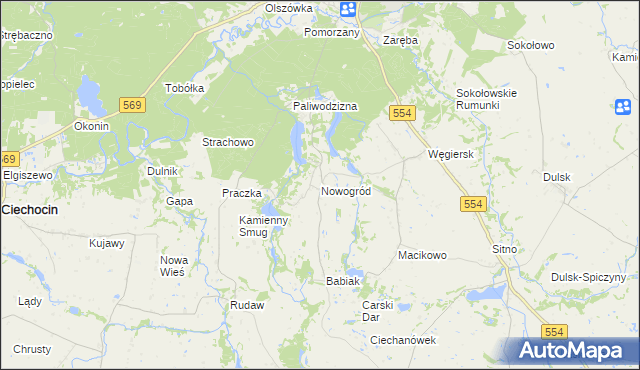 mapa Nowogród gmina Golub-Dobrzyń, Nowogród gmina Golub-Dobrzyń na mapie Targeo