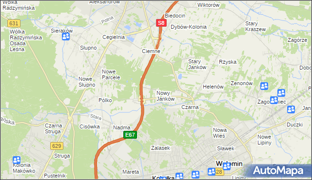 mapa Nowy Janków, Nowy Janków na mapie Targeo